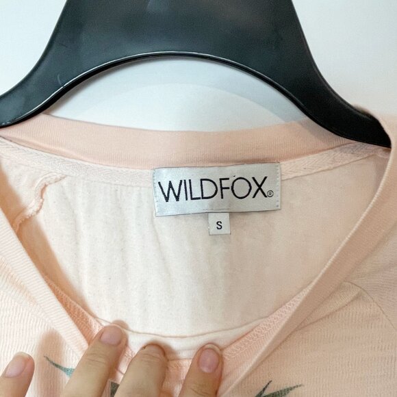 Wildfox Pineapple Graphic Long Sleeve Crop Top T-Shirt Orange S Womens Crew Neck - Picture 2 of 7